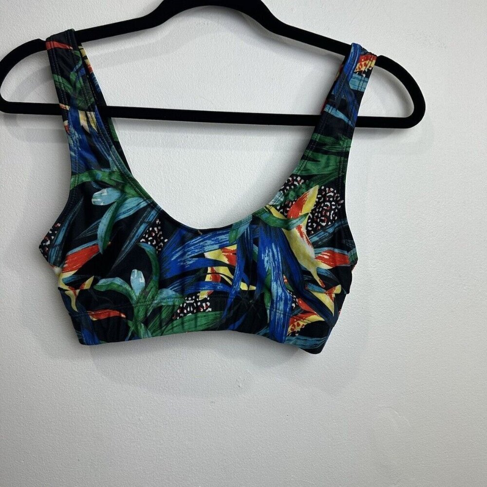 Nasty‎ Gal Womens Black Tropical Floral Print Crop Top Bikini Basic  Size 4